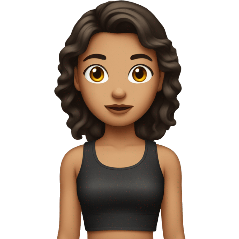 Girl with dark brown hair in a crop top emoji