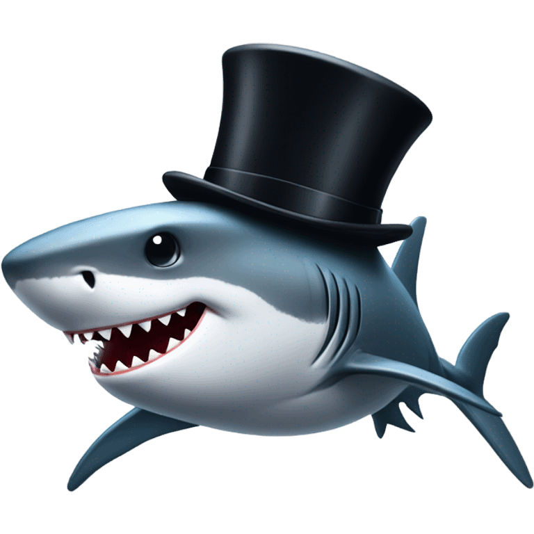 Shark with a top hat emoji