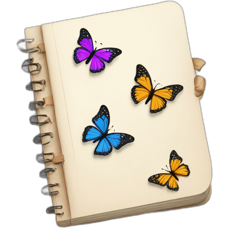 Charming beautiful open notebook with butterflies emoji