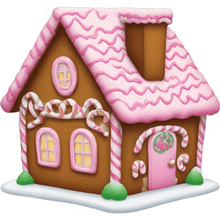 A pink gingerbread house emoji