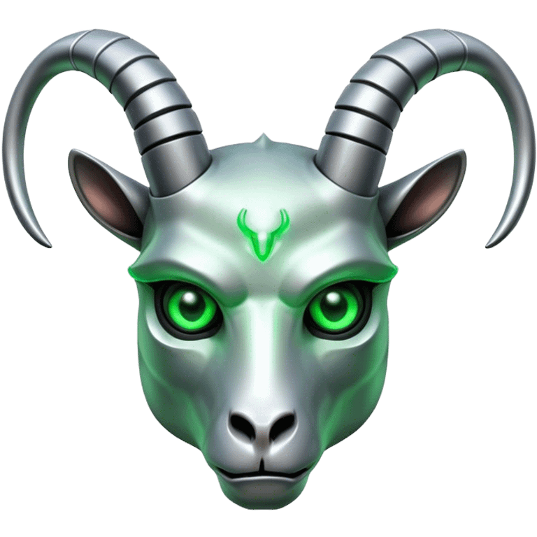 Terminator Goat head green glowing eyes emoji