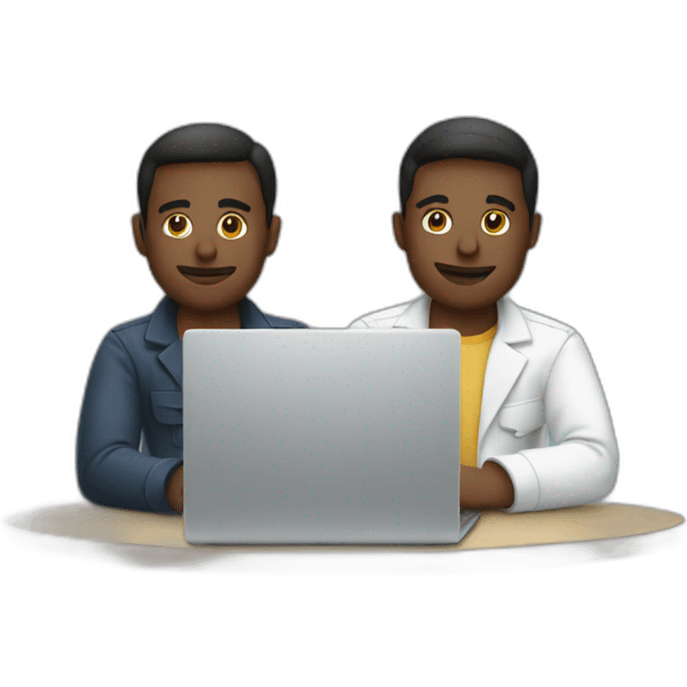 two tech guys working on a laptop emoji