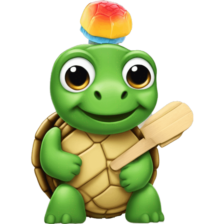 Turtle with a popsicle stick on his head  emoji