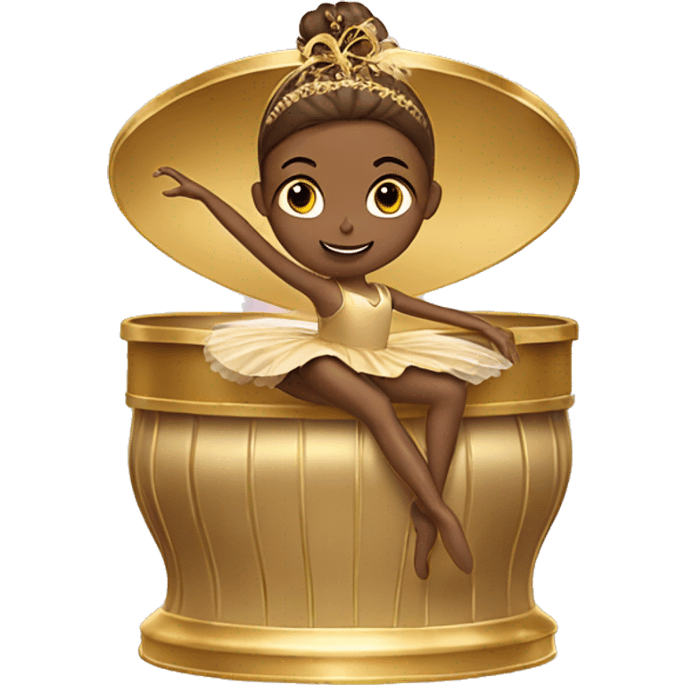  brown ballerina in a gold music box emoji