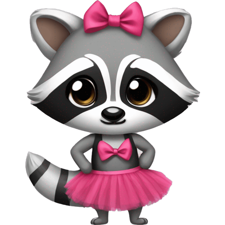 raccoon with a bow and in tutu emoji