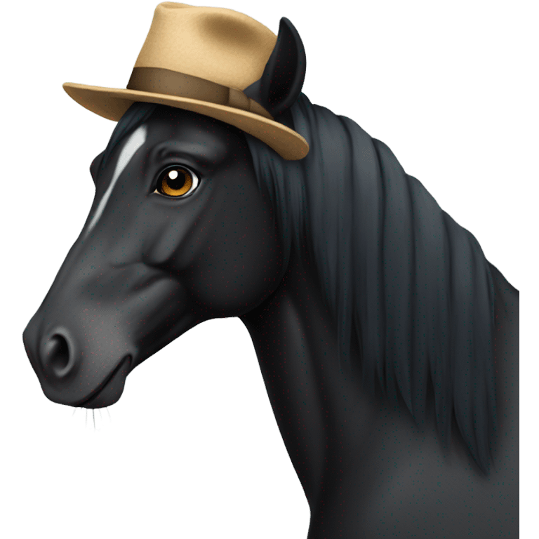 Black horse with hat emoji