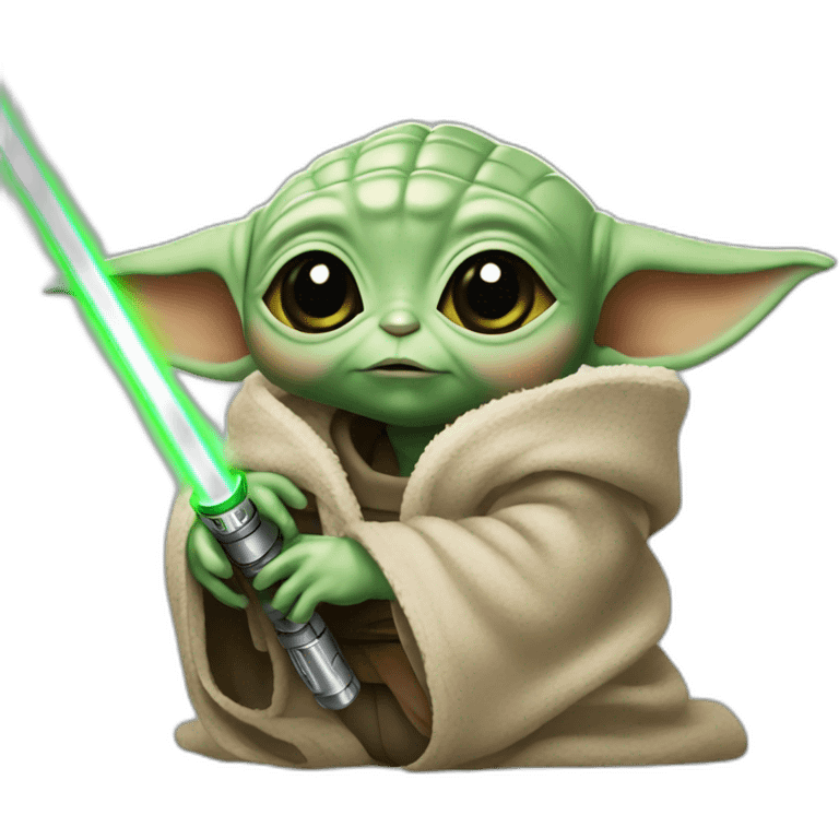 Baby yoda with lightsaber emoji