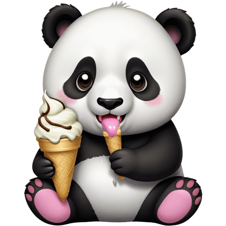 Panda eating ice cream emoji