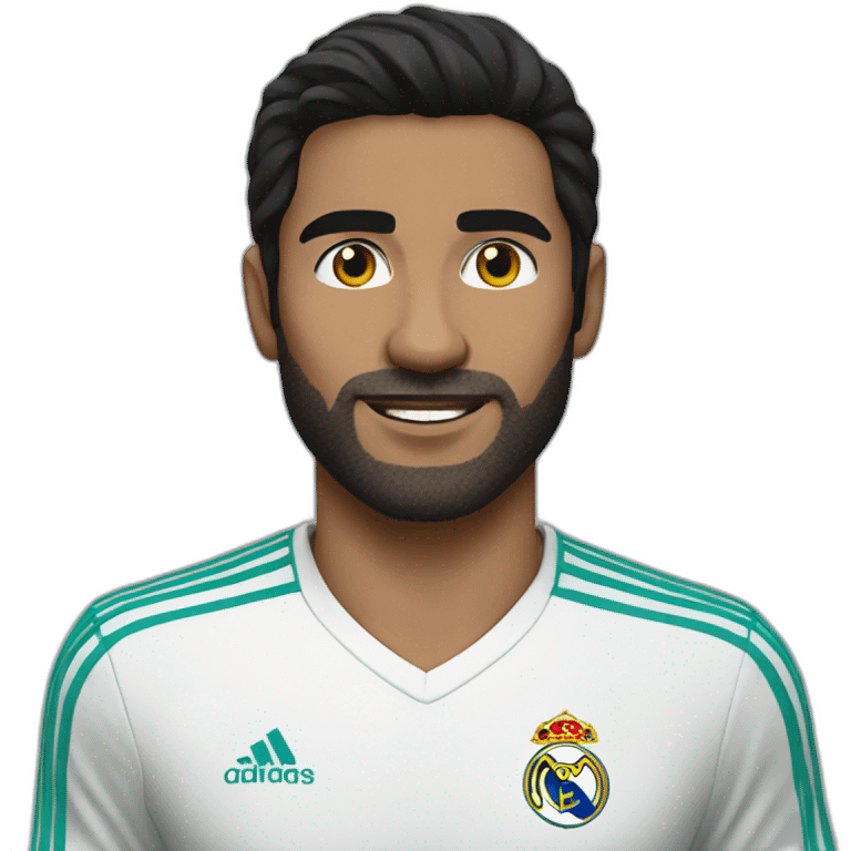 A black-haired man supports Real Madrid emoji