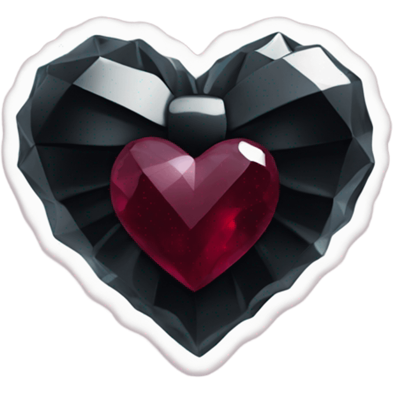 crystal black heart with burgundy bow emoji