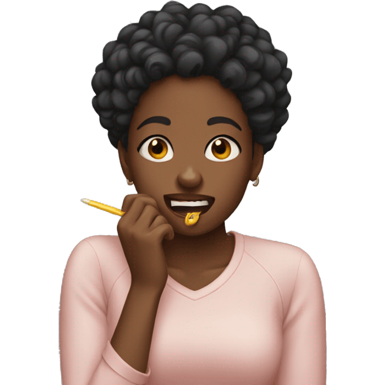 Black girl biting nails emoji