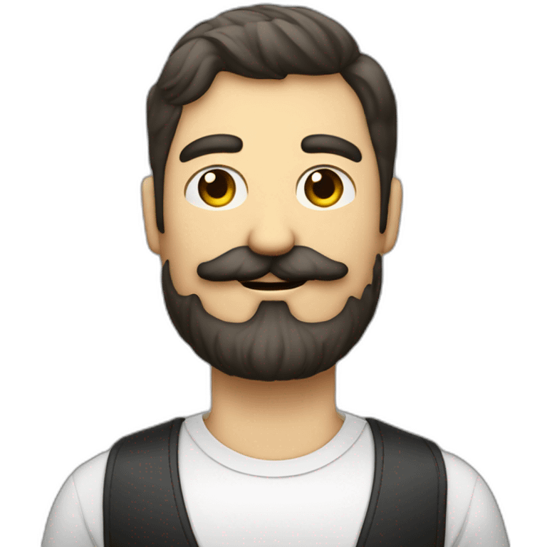 Hombre bigote barba pelo rapado con coleta emoji