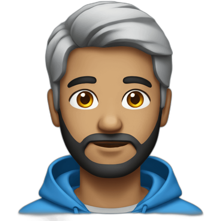 Indian man with black hair light beard wearing a hoodie and blue shirt emoji