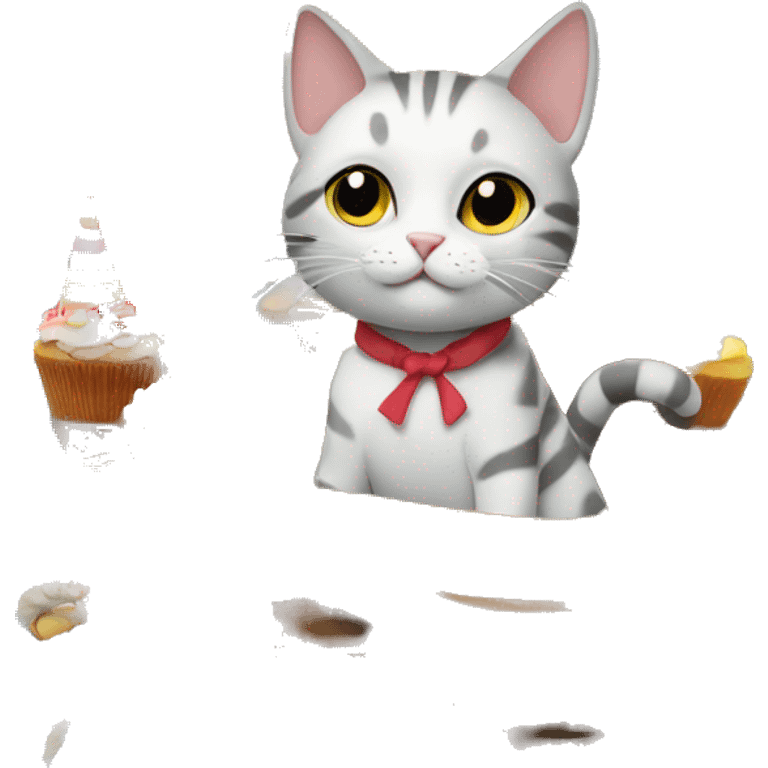 cat having a birthday party on a sailboat emoji