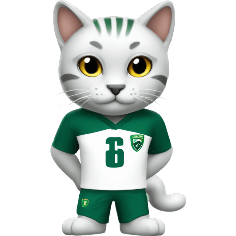 palmeiras FC cat in the team uniform emoji