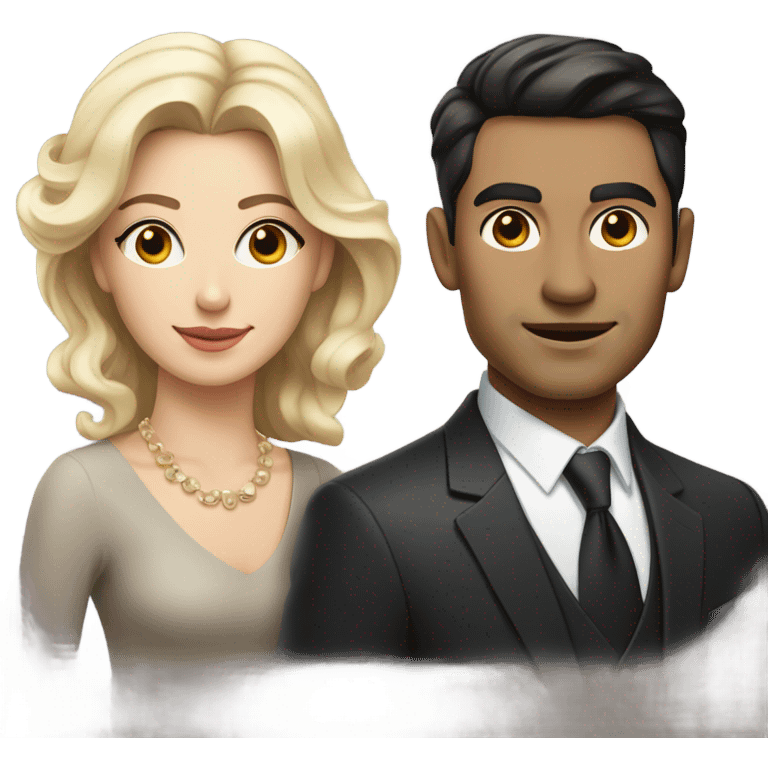 A beautiful woman and two men emoji