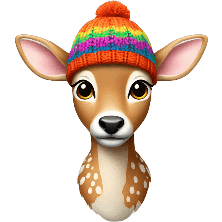 Fawn in a knitted hat emoji