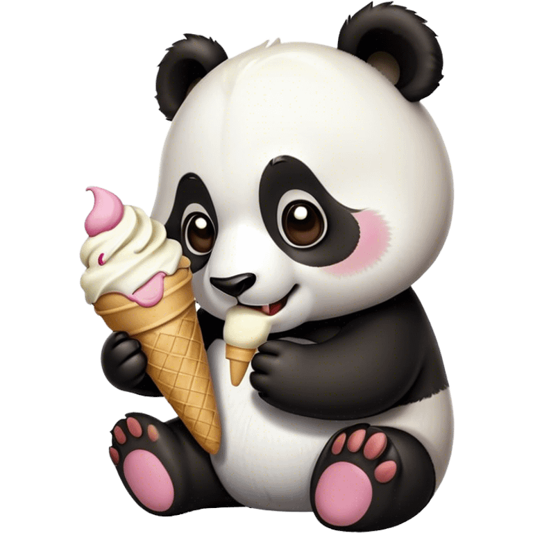 Panda eating ice cream emoji