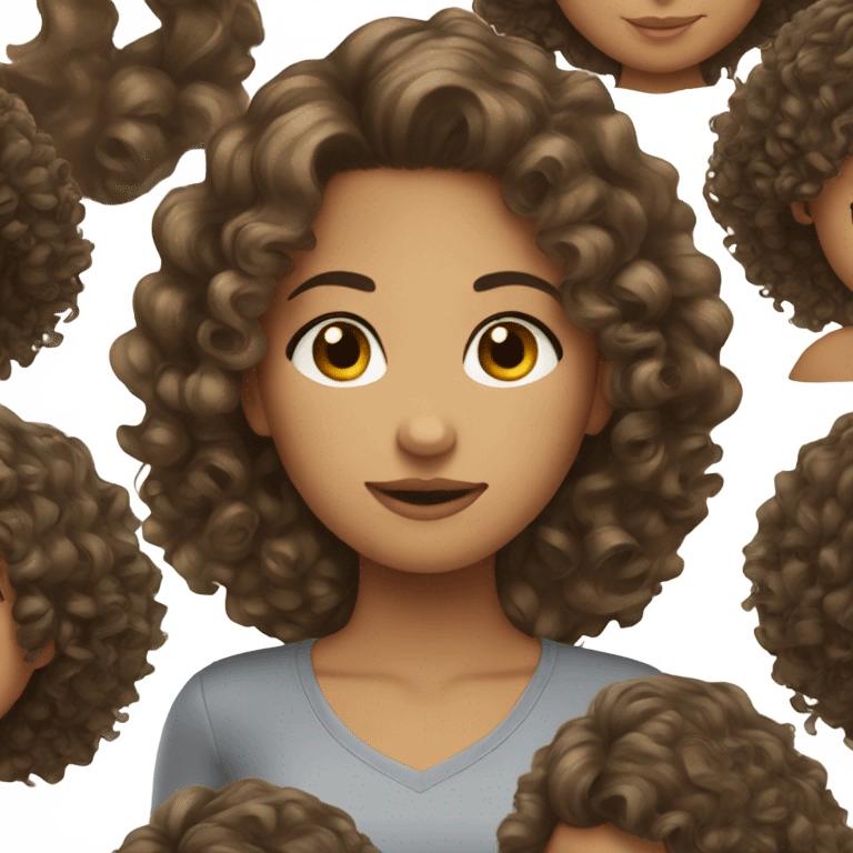 Brunette girl why curly hair emoji