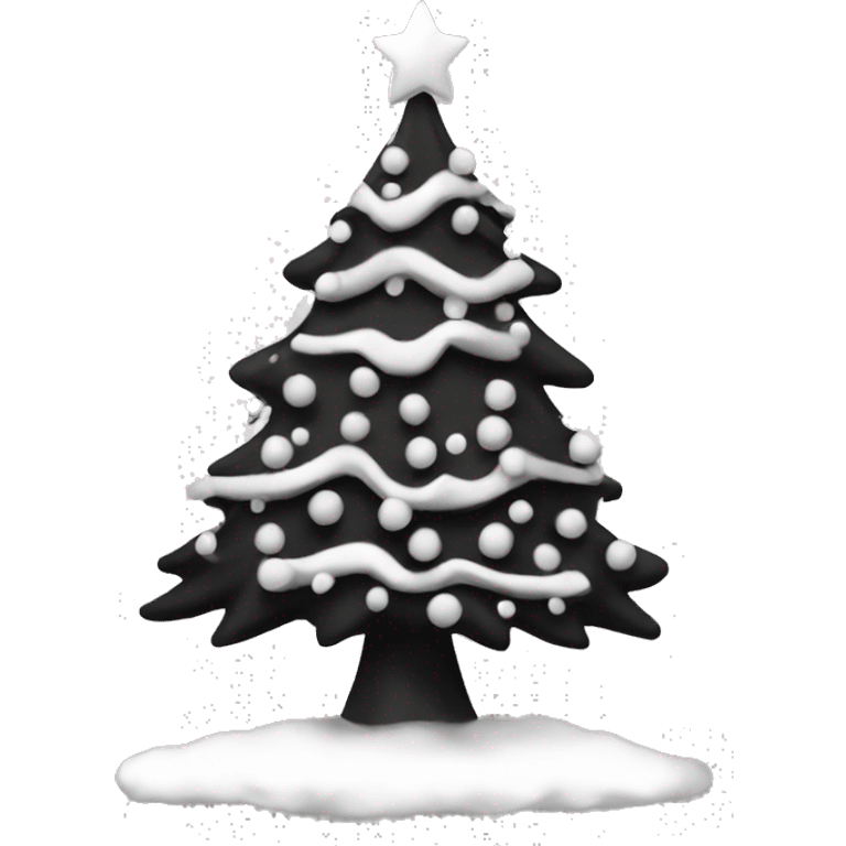 A black and white Christmas tree emoji