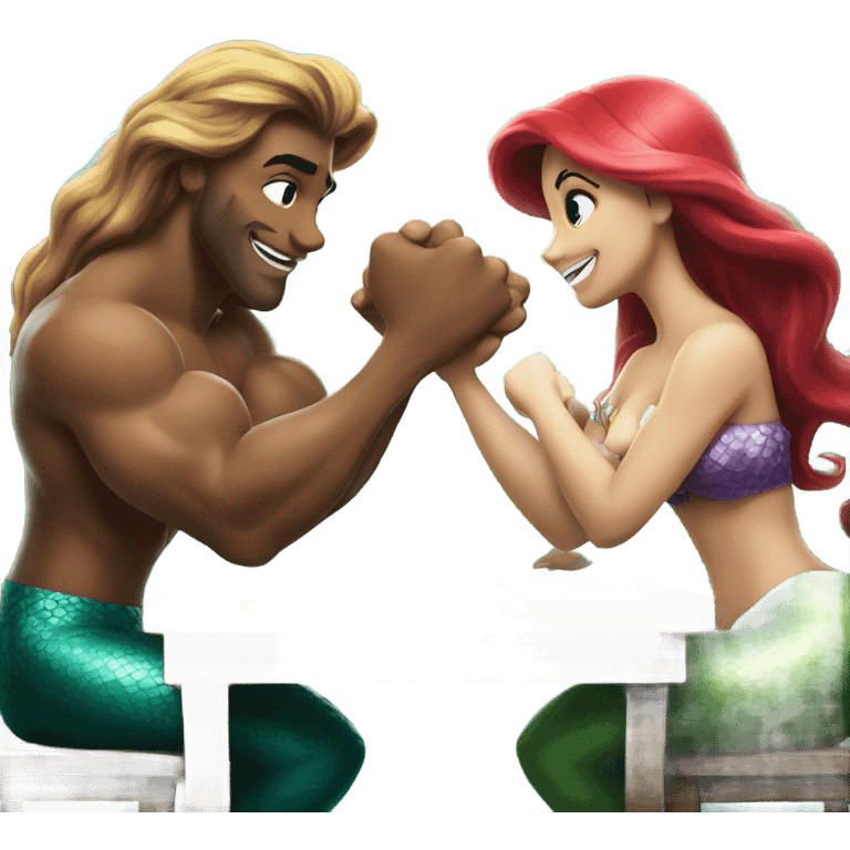 Little mermaid arm wrestling  emoji