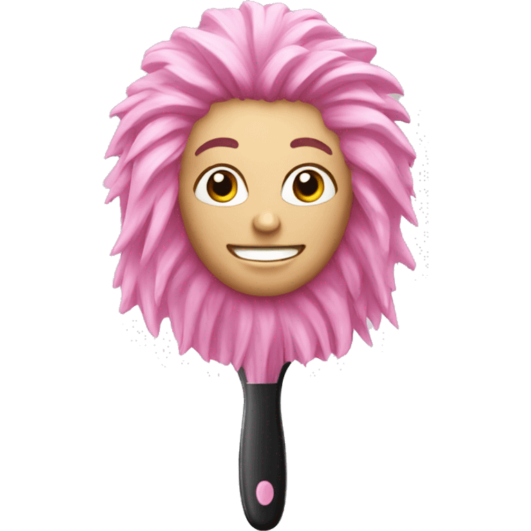 Realistic pink hair brush emoji