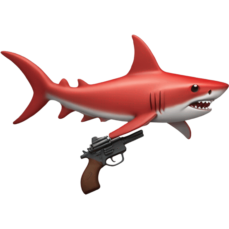 red shark with guns emoji