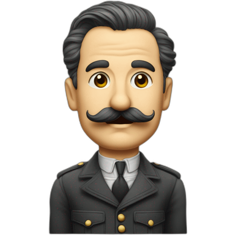 Hero de gerre dans les années 1940 en Allemagne avec la moustache de Chaplin et les cheveux plaqué sur le côté emoji