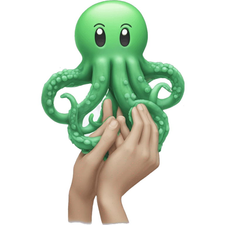 praying hands emoji tied with a tentacle, tentacle around praing hands emoji