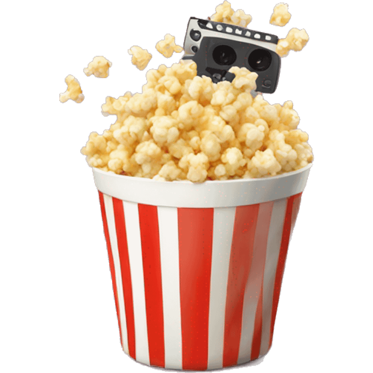 Popcorn in a striped cup with a TV emoji