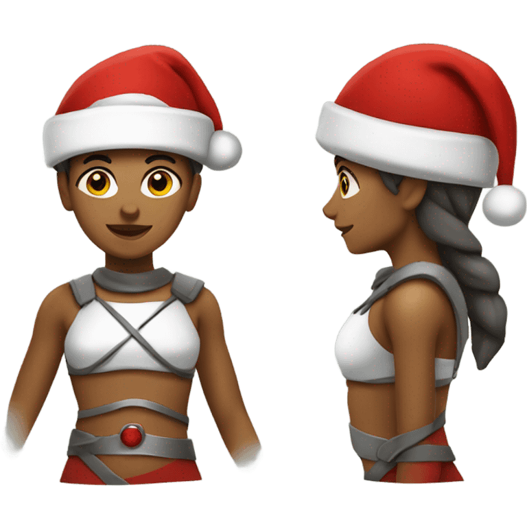 spartan female wearing red santa hat emoji