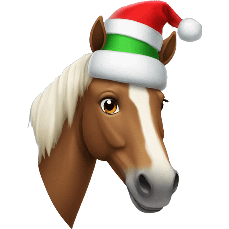 Horse with christmas hat  emoji