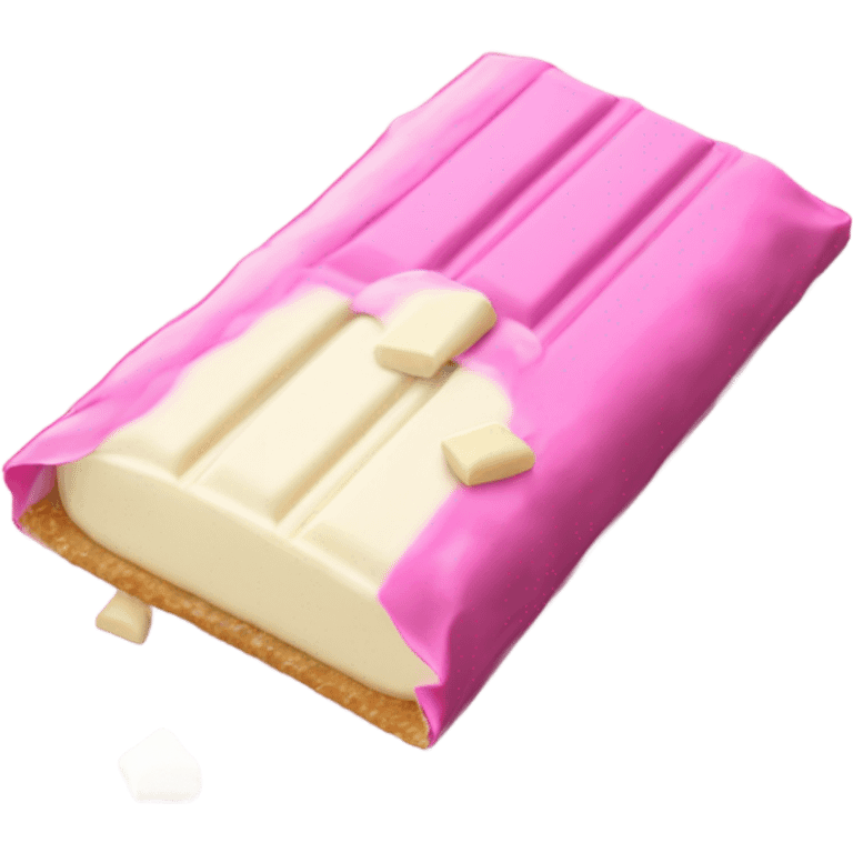 White chocolate bar wrapped half in pink wrapping emoji