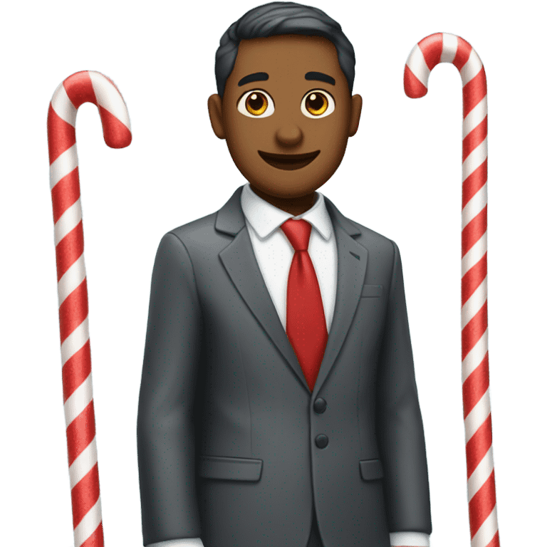 Candy cane wearing a suit  emoji