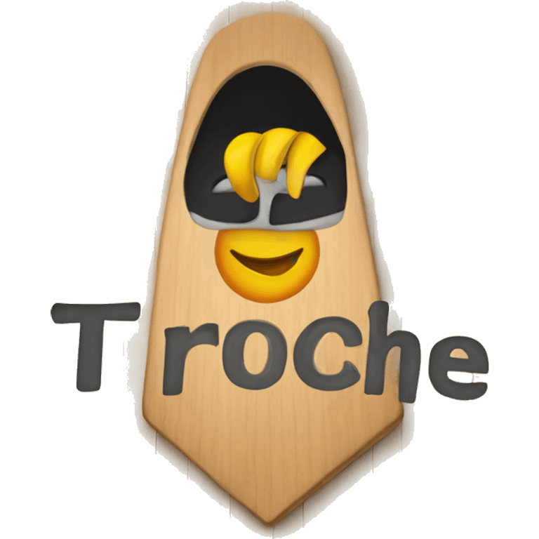 Cornhole board that says troche  emoji