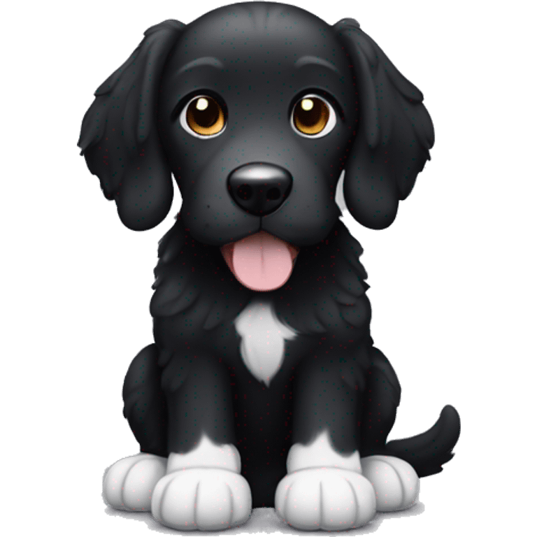 Black doodle dog with white belly and white paws  emoji