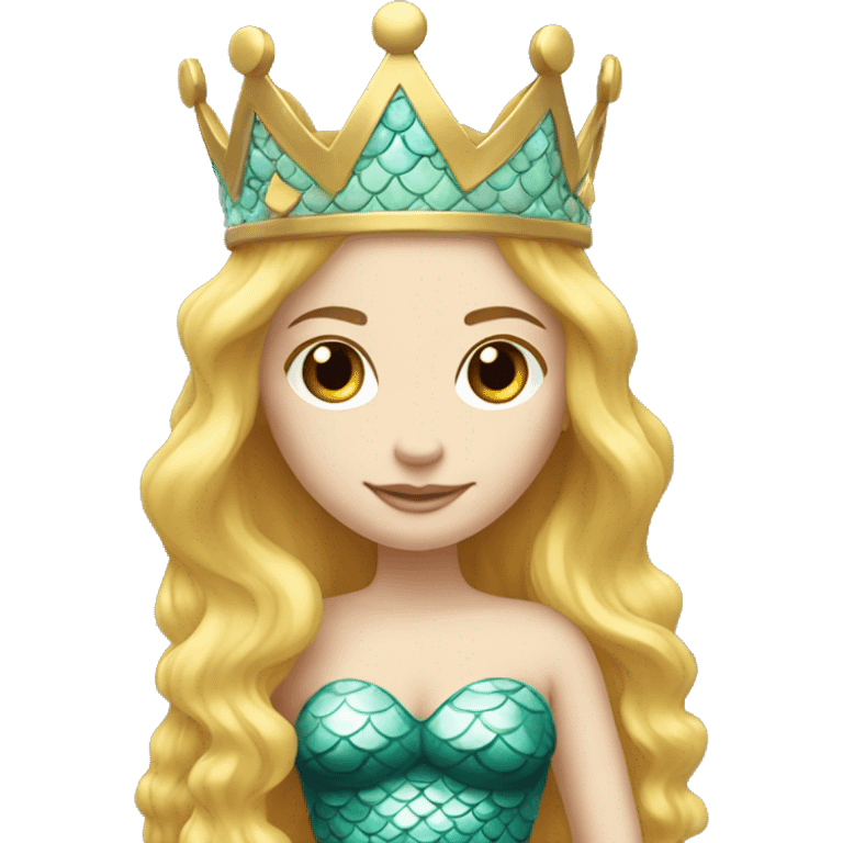 white face mermaid princess crown on head golden hairs full body cover emoji