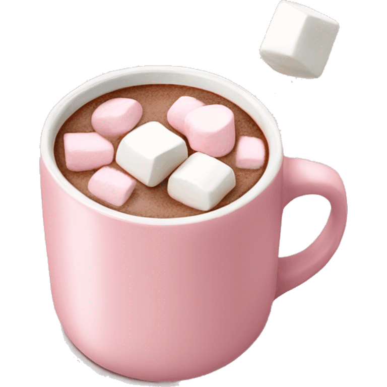 Light Pink mug of hot chocolate with marshmallows  emoji