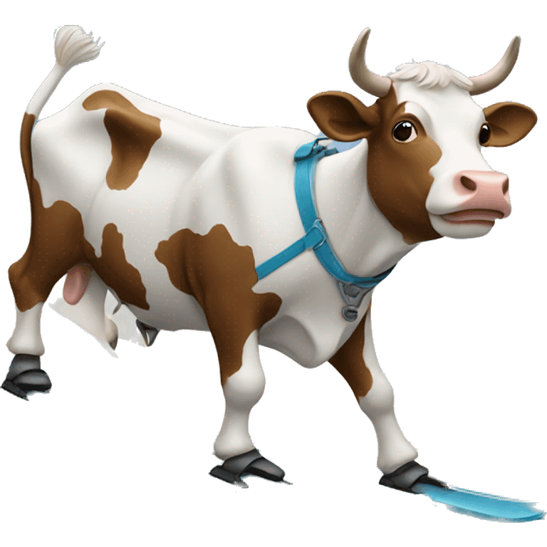 Cow skiing emoji