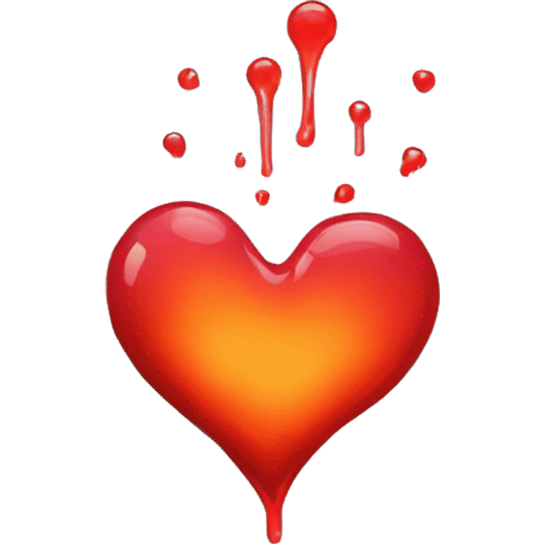 bleeding red heart glowing red-orange with splatter emoji