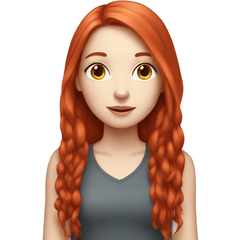 girl, red long hair,  pale-skin, emoji