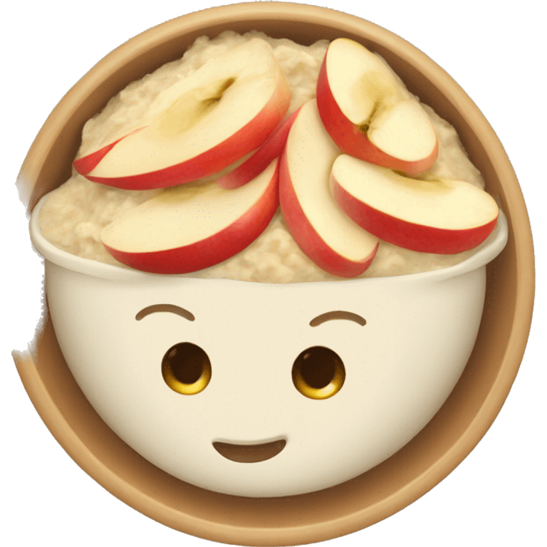 Porridge with apple slices in a bowl emoji