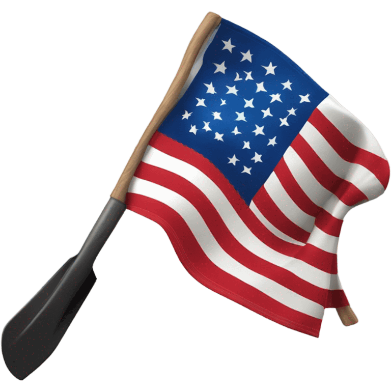 American flag connected to a black shovel emoji