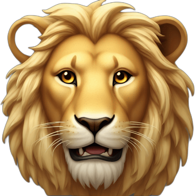 a majestic, powerful lion. The mane shall resemble fire / the sun. Something that represented fierceness, strength and leadership emoji