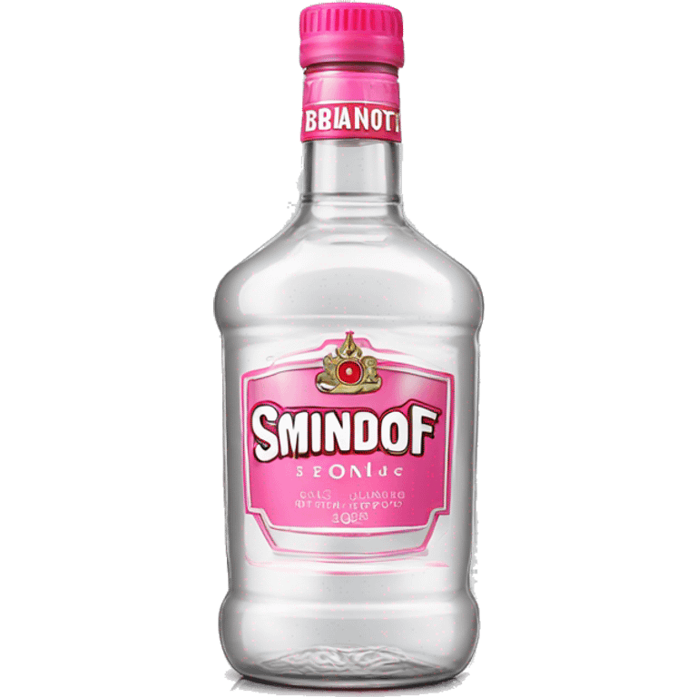 Realistic clear smirnoff bottle with pink lid and label. emoji