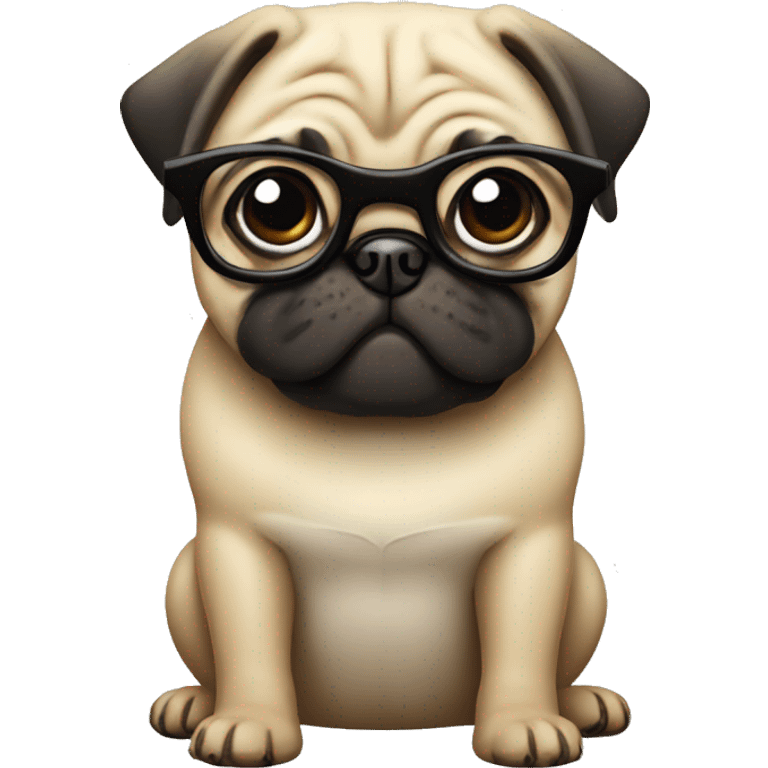 Pug dog with glasses emoji