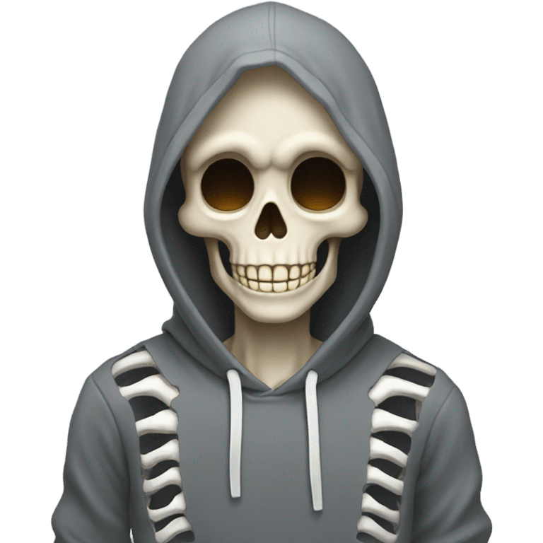 Smiling skeleton with grey hoodie  emoji