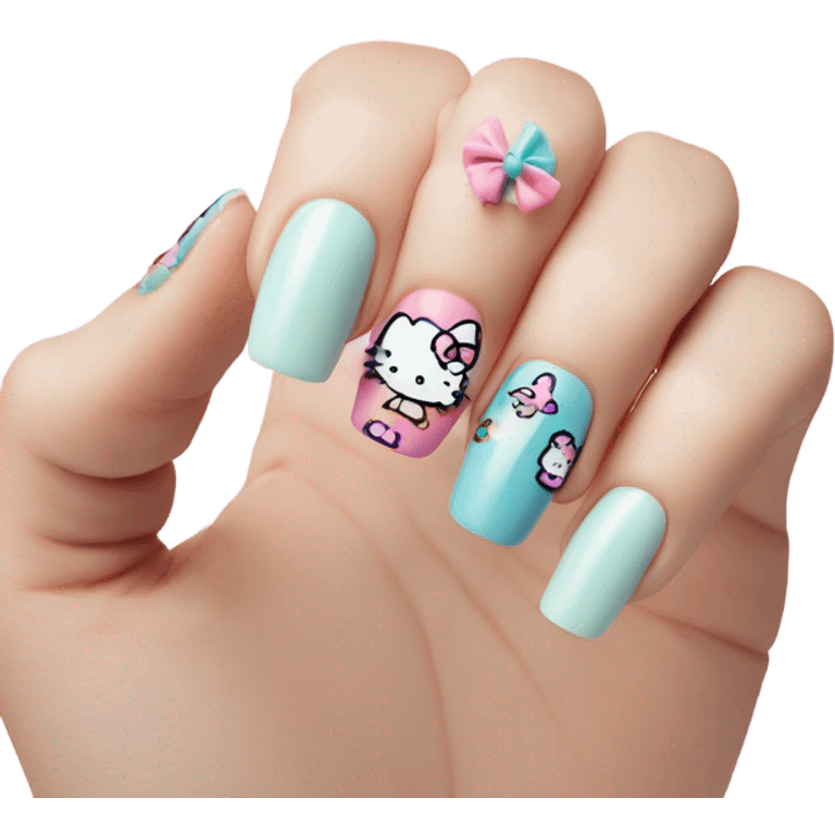 Hello kitty nails emoji