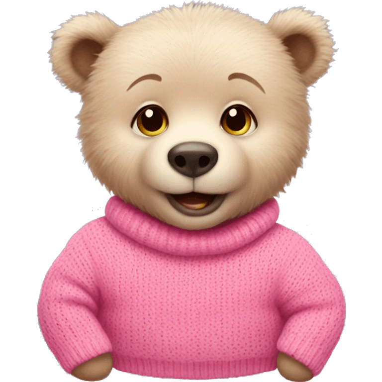 Baby bear wearing pink sweater  emoji