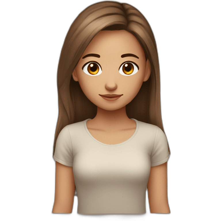 Korian cute girl she have brown hair and eye color light brown emoji